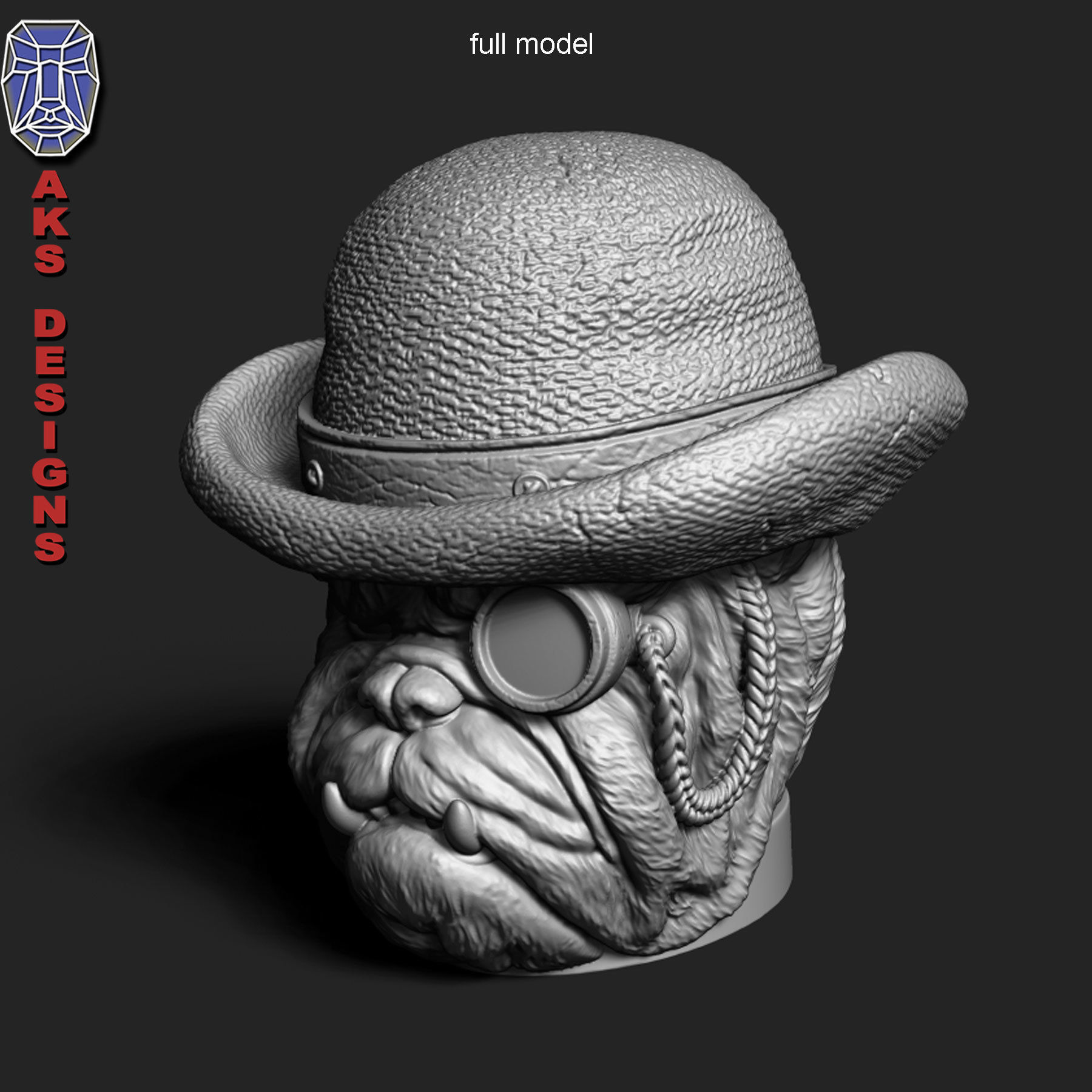 bulldog Gentlemen version 1 Penstand cum flowerpot 3D print model_9