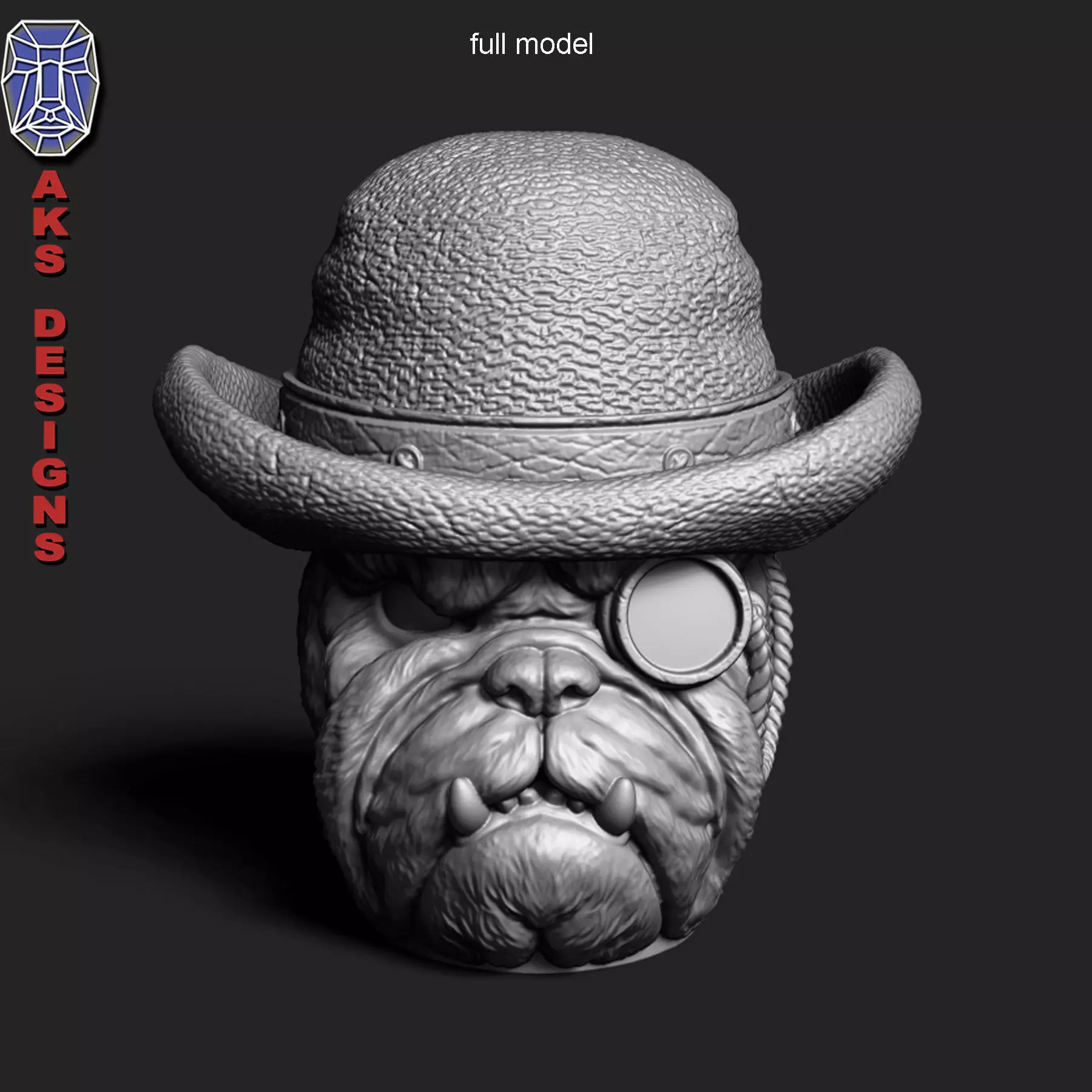 bulldog Gentlemen version 1 Penstand cum flowerpot 3D print model_0