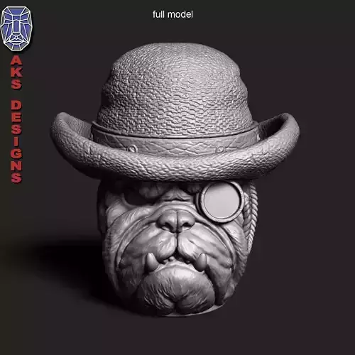 bulldog Gentlemen version 1 Penstand cum flowerpot 3D print model