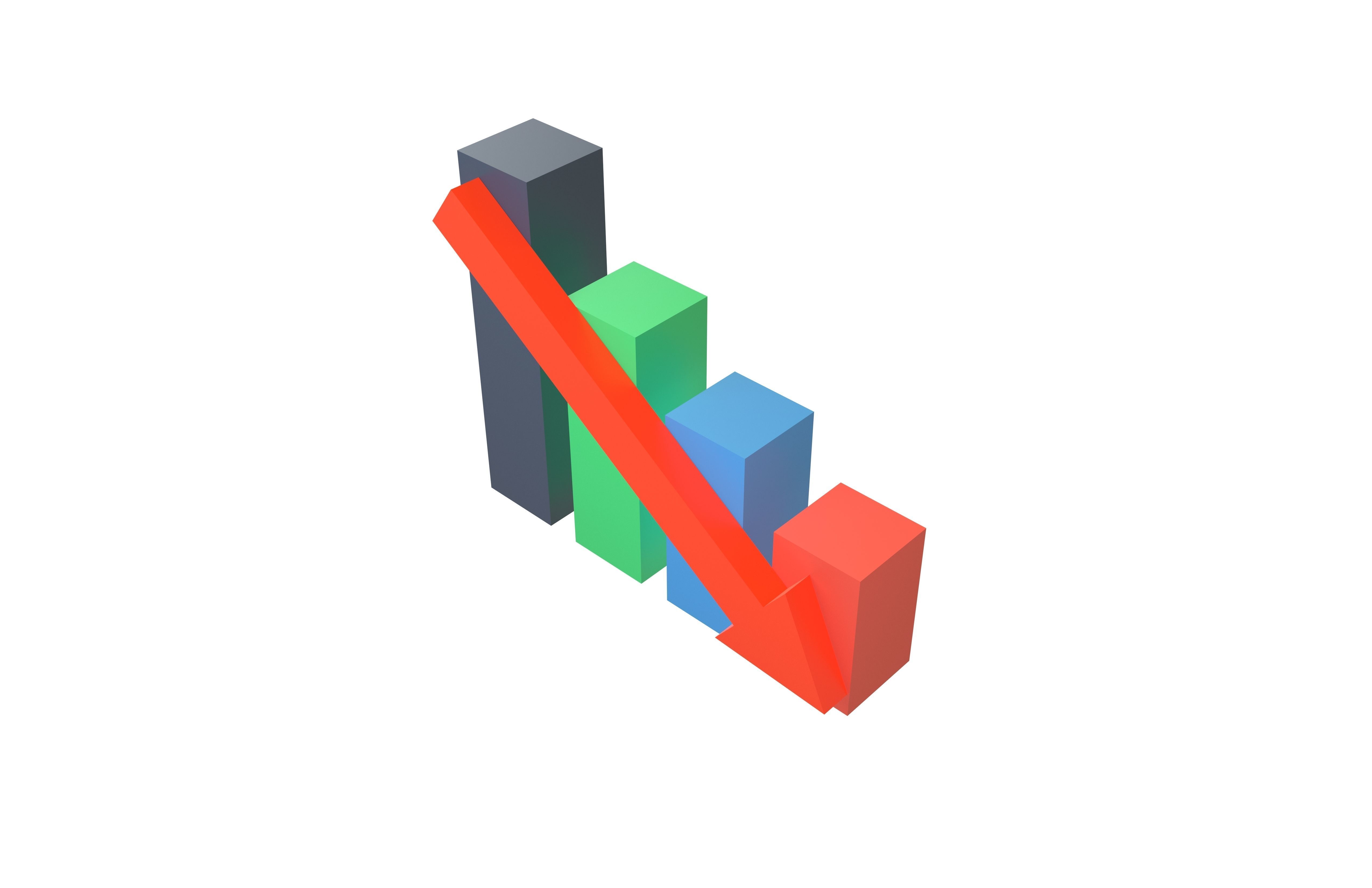 3D model Bar Chart Decrease Icon v1 001 VR / AR / low-poly | CGTrader