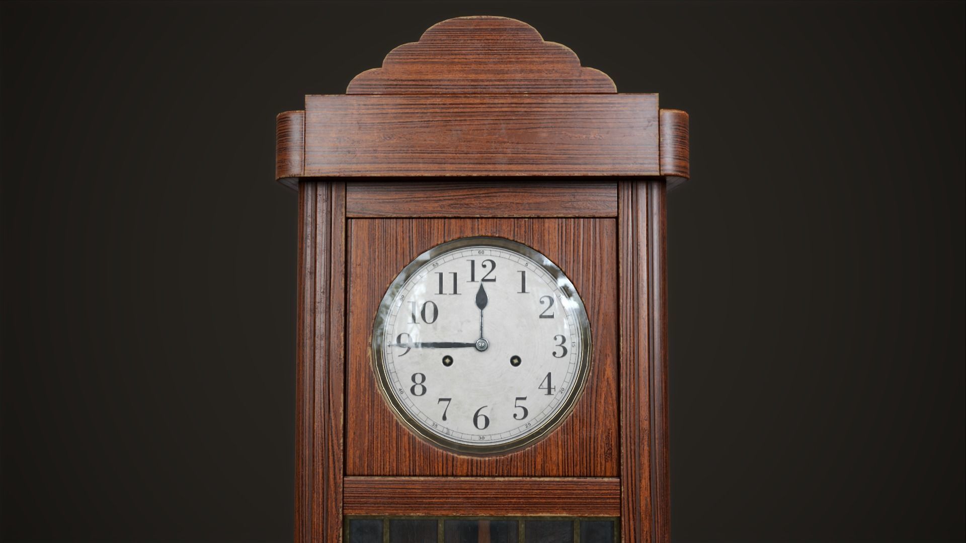 Vintage wall clock with pendulum Low-poly 3D model_6