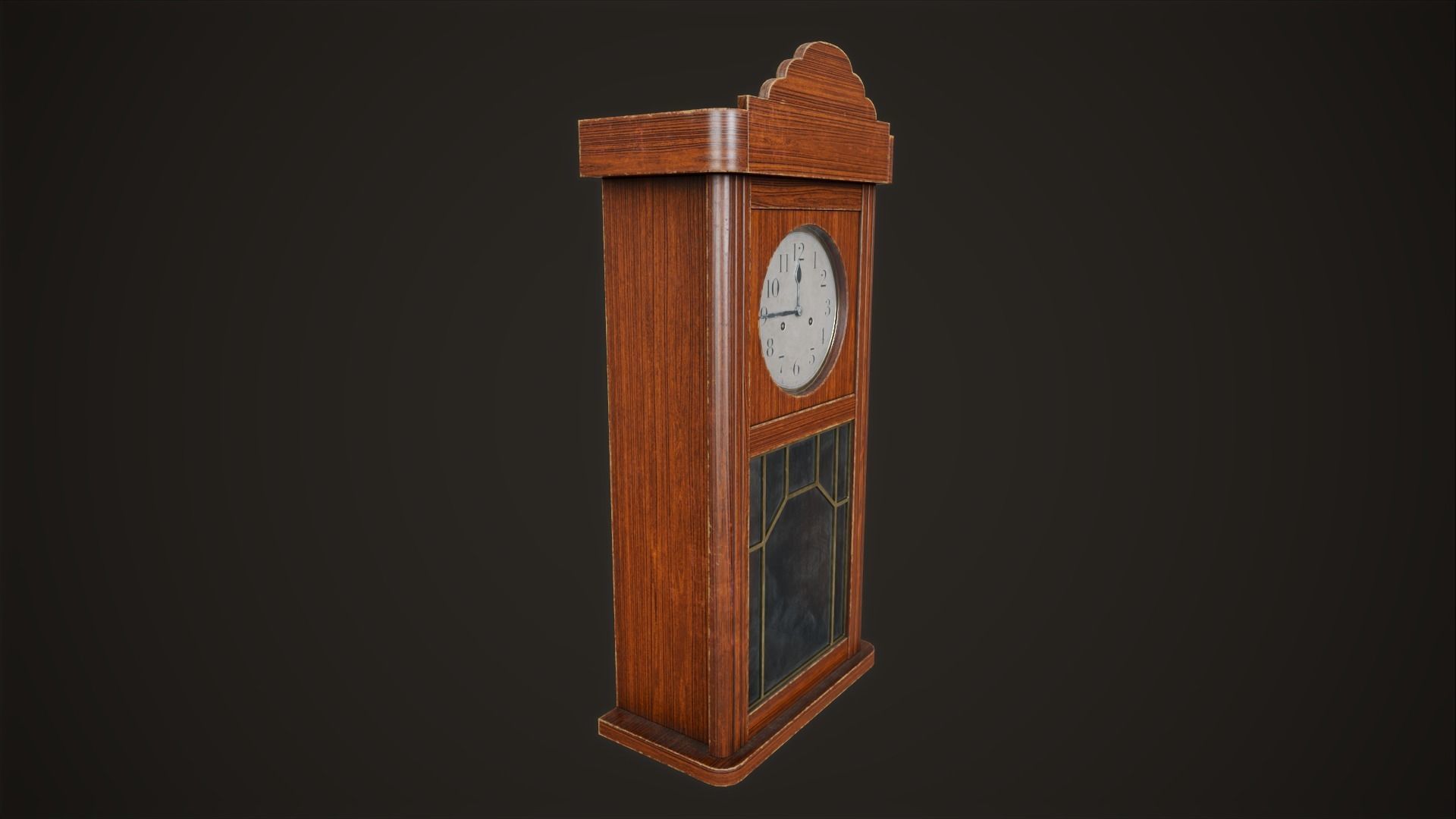Vintage wall clock with pendulum Low-poly 3D model_4