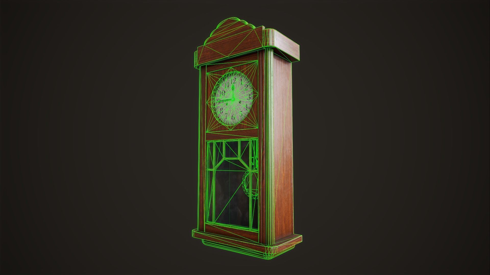 Vintage wall clock with pendulum Low-poly 3D model_12