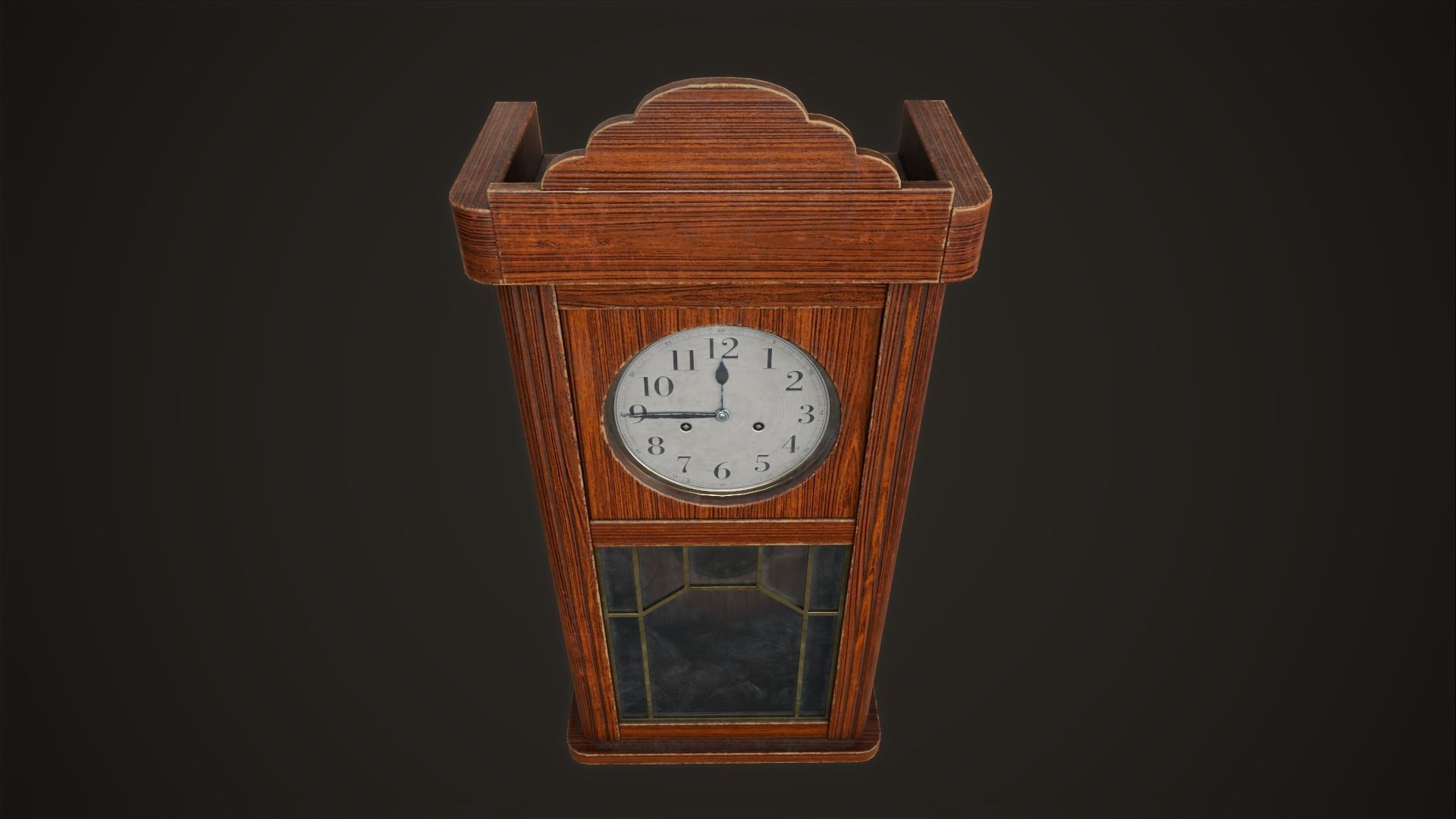 Vintage wall clock with pendulum Low-poly 3D model_8