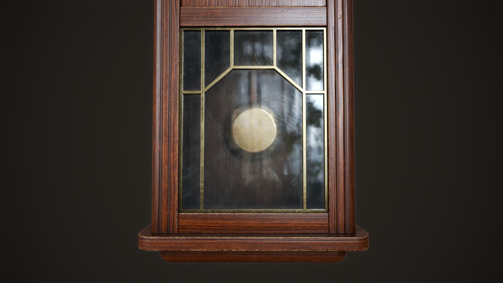 Vintage wall clock with pendulum Low-poly 3D model_3