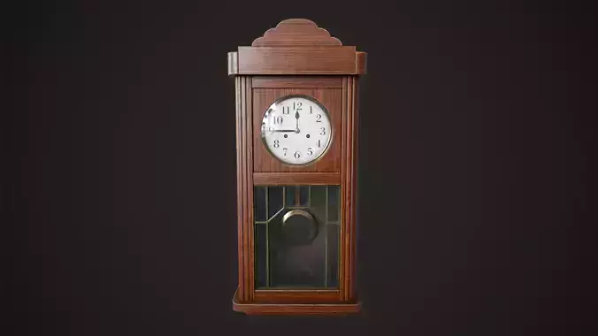 Vintage wall clock with pendulum Low-poly 3D model