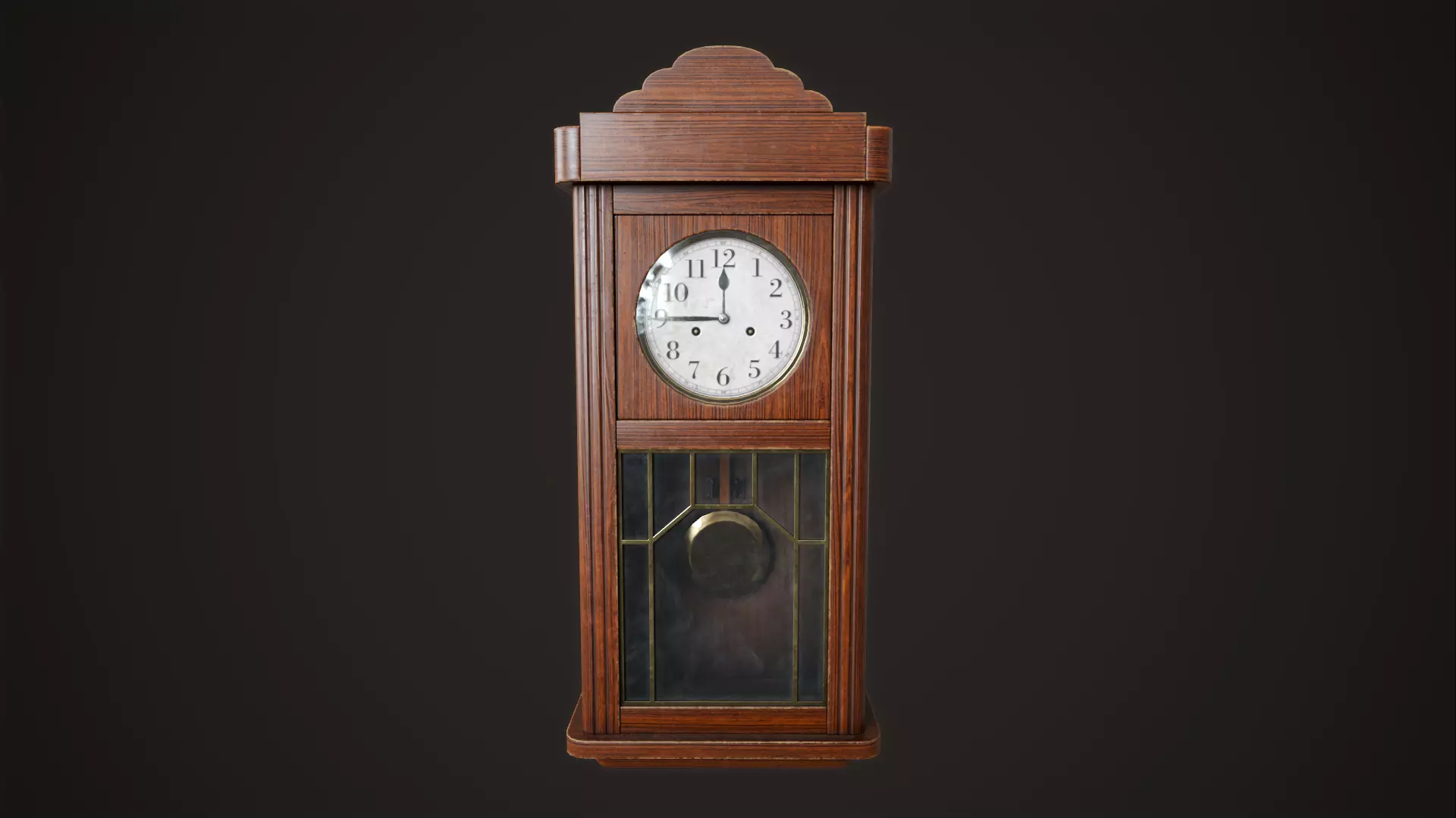 Vintage wall clock with pendulum Low-poly 3D model_0