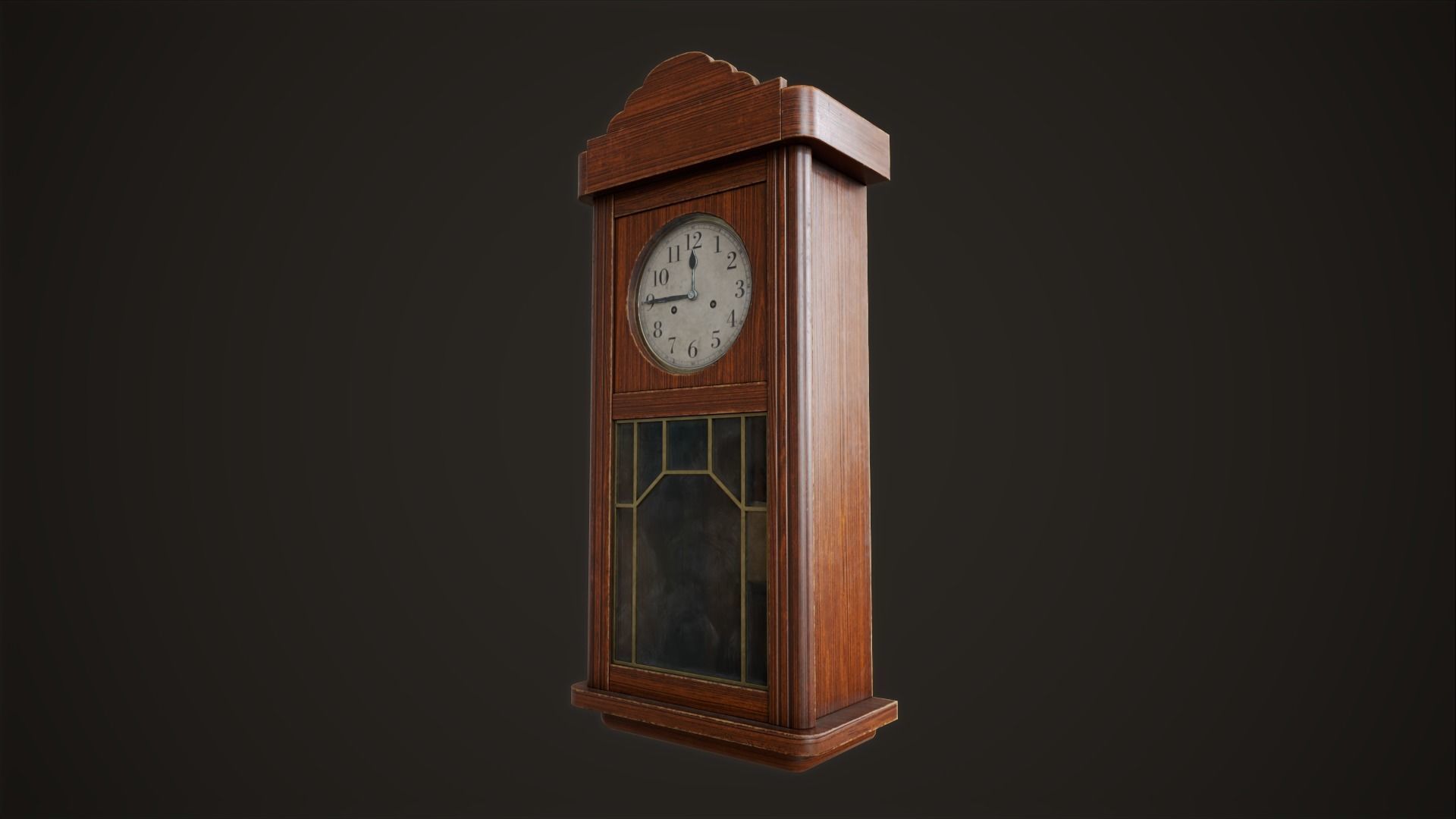 Vintage wall clock with pendulum Low-poly 3D model_5