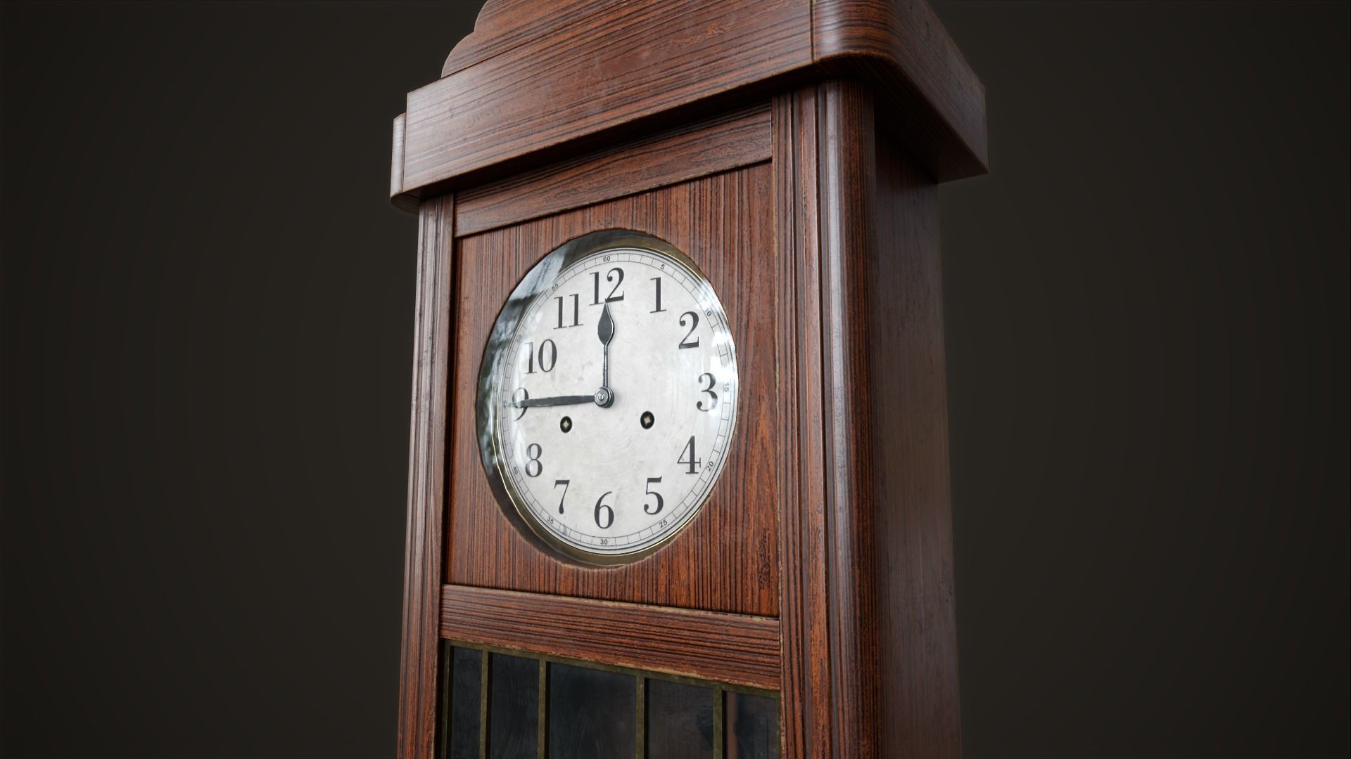 Vintage wall clock with pendulum Low-poly 3D model_2