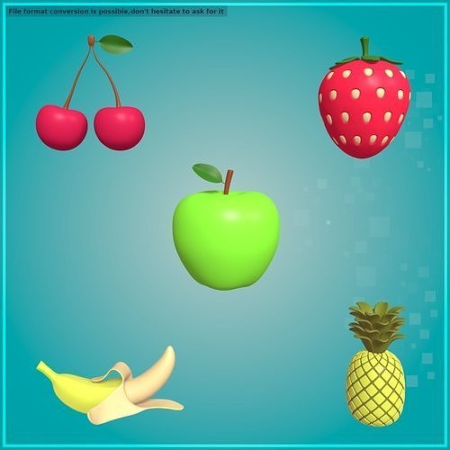 Cartoon Fruits Pack Low-poly 3D model