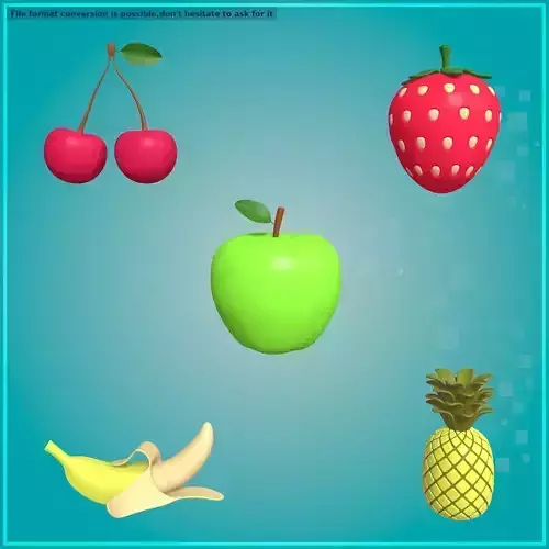 Cartoon Fruits Pack Low-poly 3D model