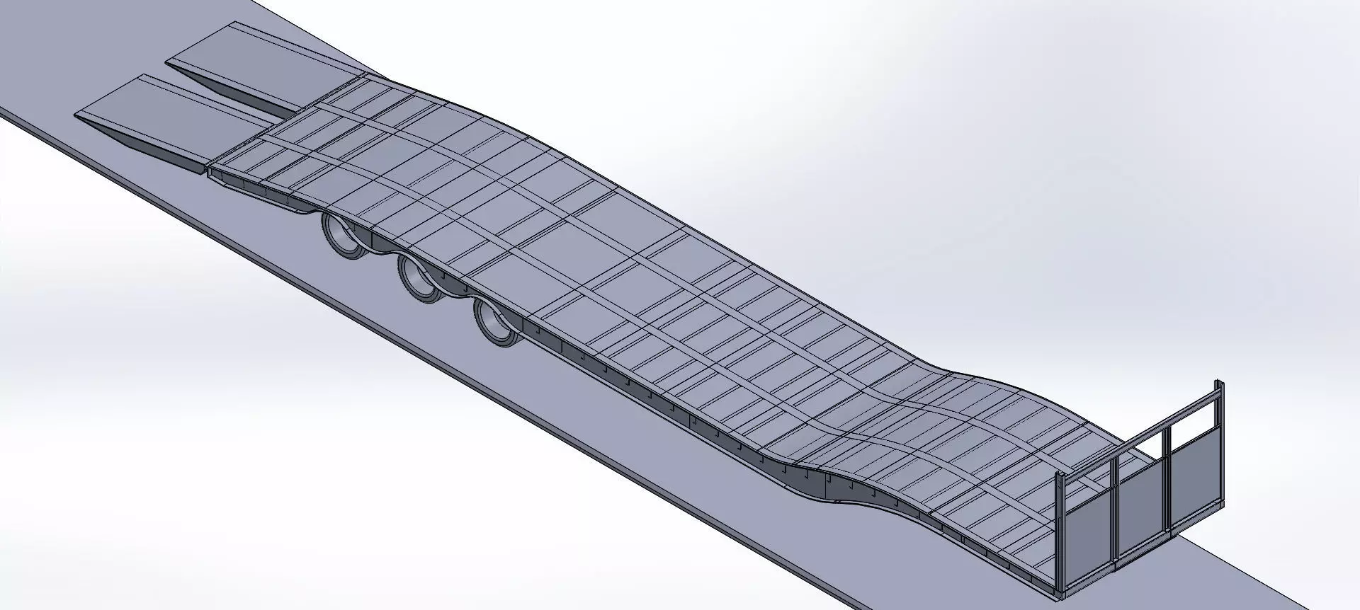 Lowbed flatbed trailer 3D model