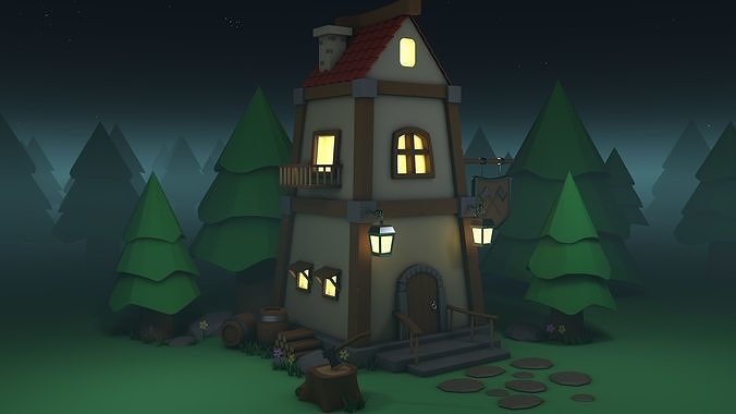 Forest house Low-poly 3D model