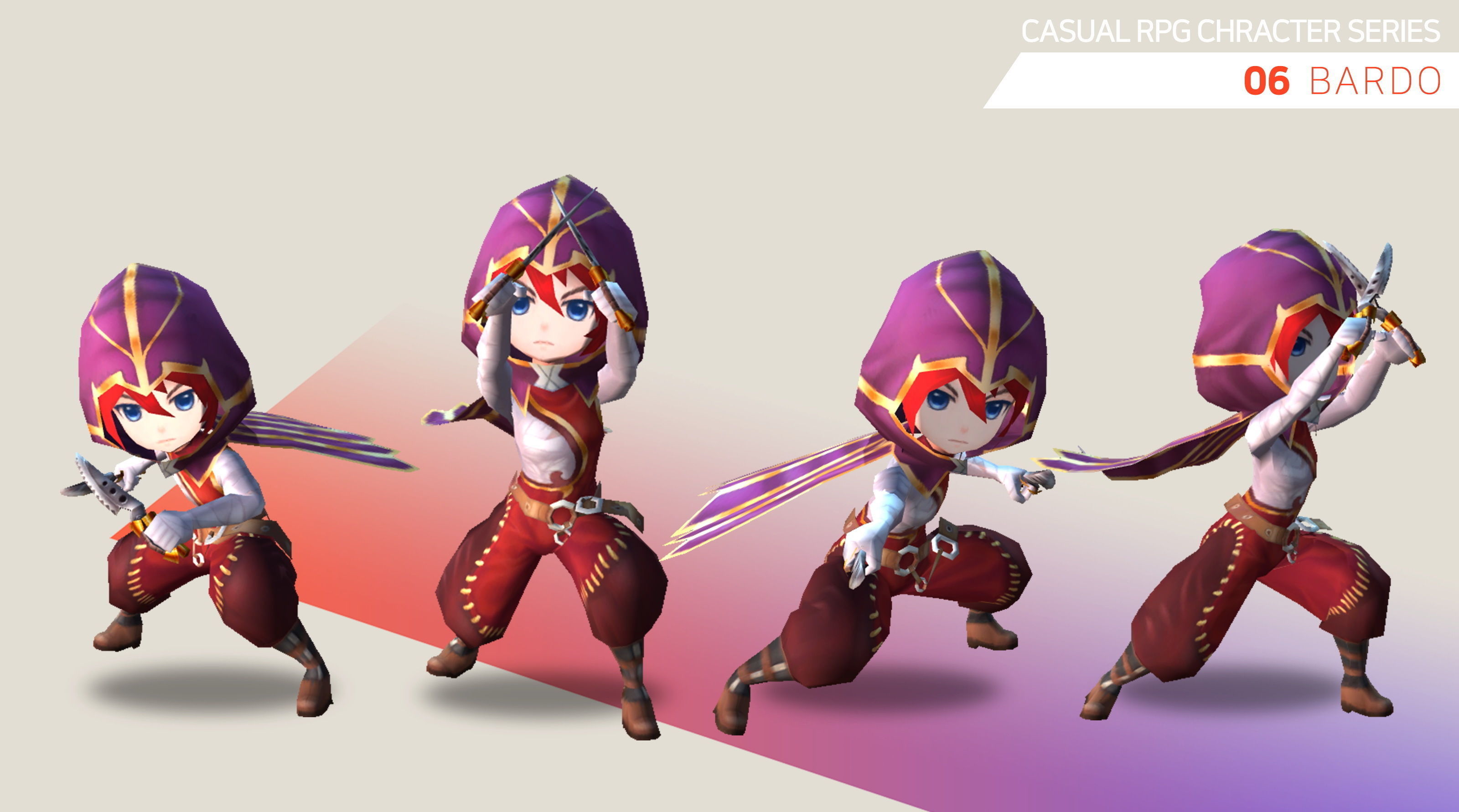 Casual RPG Character - 6 Bardo Low-poly 3D model_3
