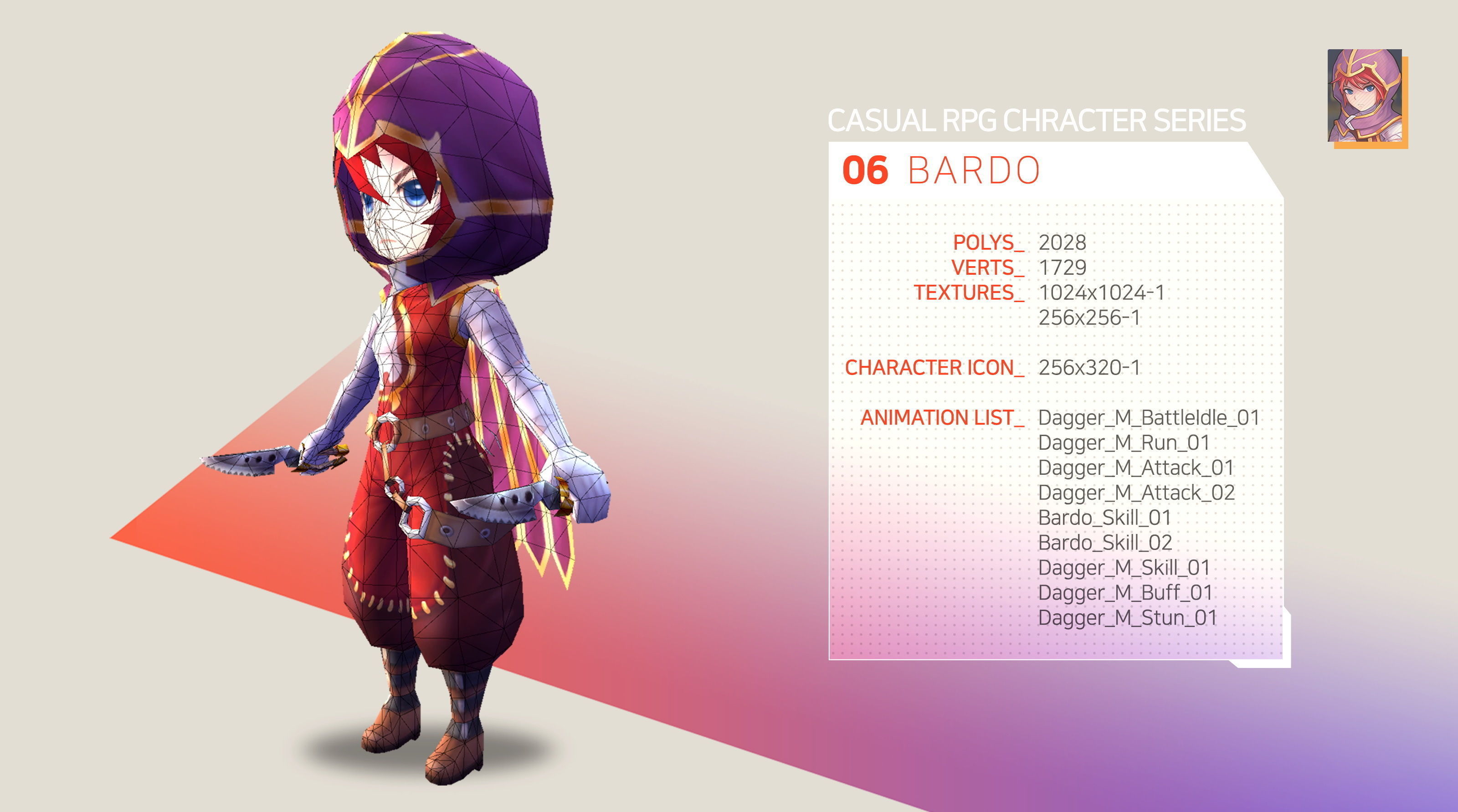 Casual RPG Character - 6 Bardo Low-poly 3D model_2