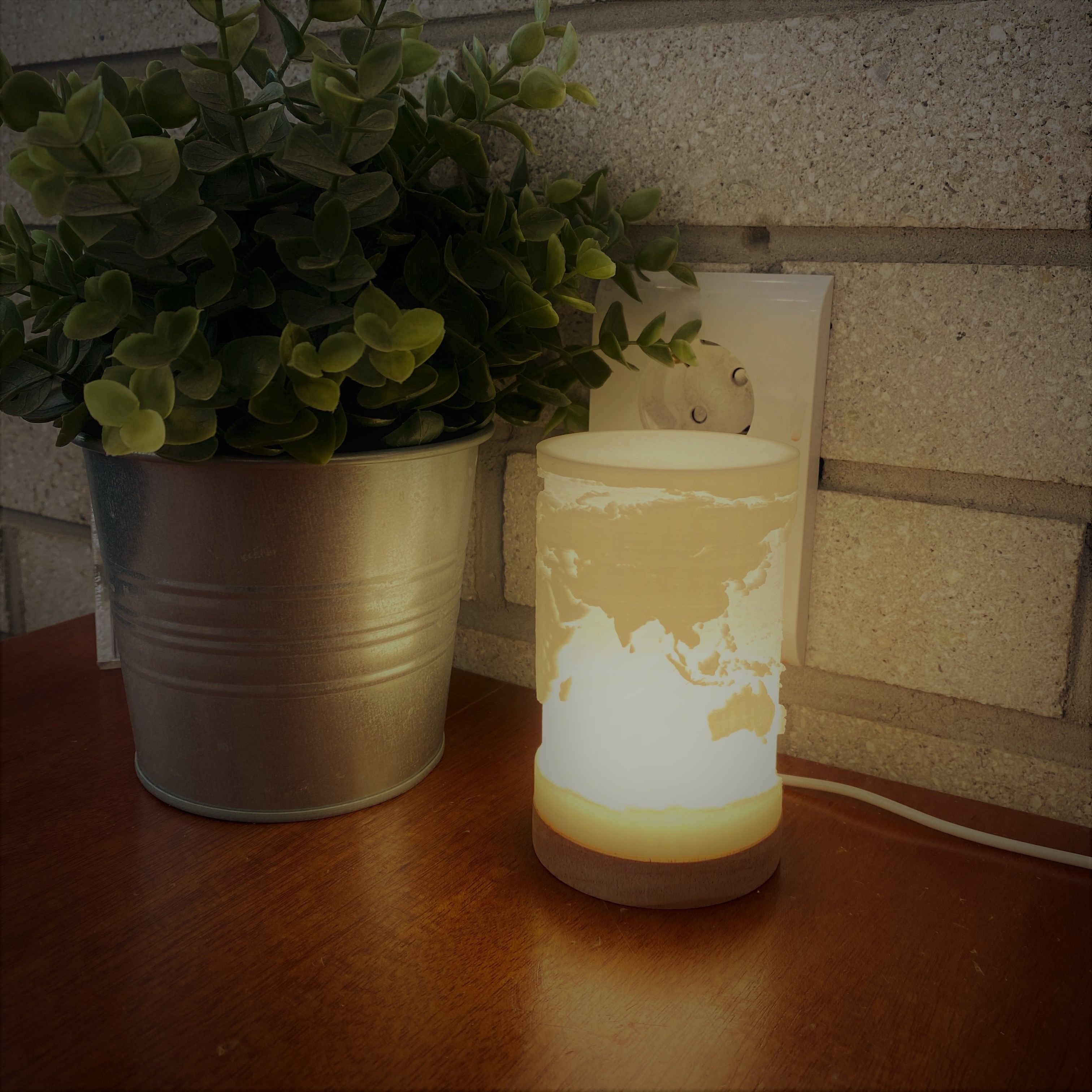 Worldmap moodlight 3D print model_5