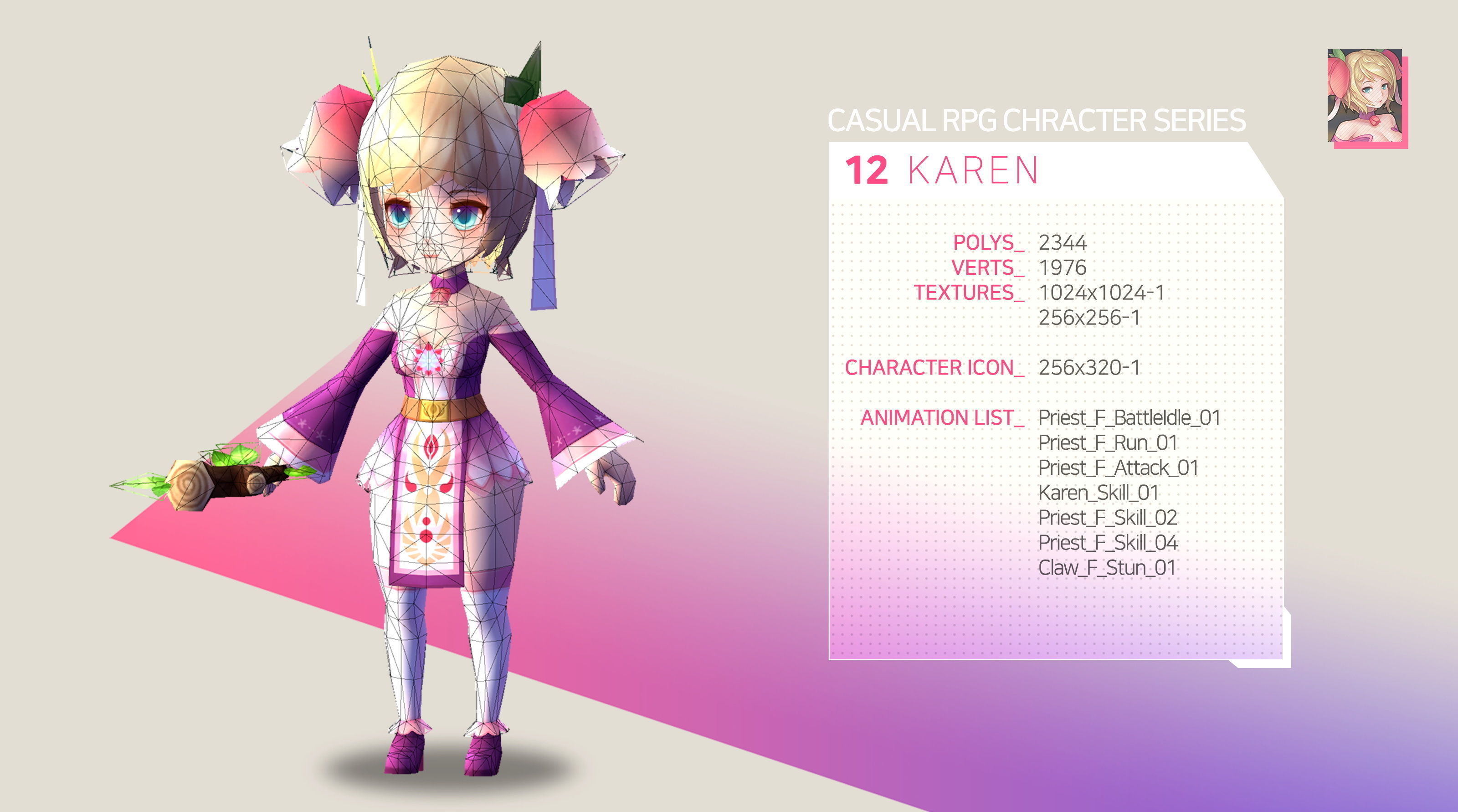 Casual RPG Character - 12 Karen Low-poly 3D model_2