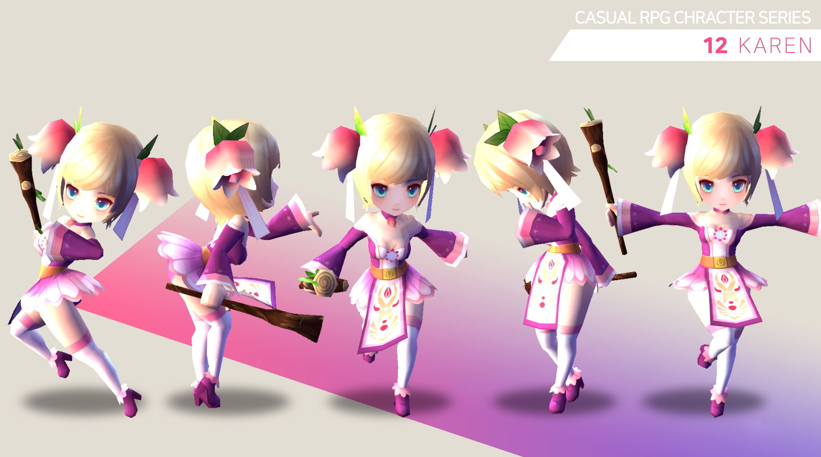 Casual RPG Character - 12 Karen Low-poly 3D model_3
