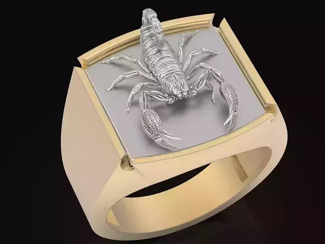 scorpion man ring Sculpture jewelry Gold silver