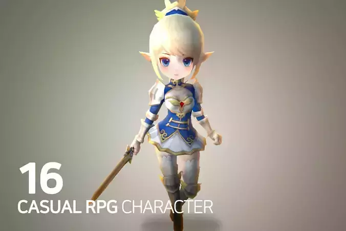 Casual RPG Character - 16 Marry Low-poly 3D model