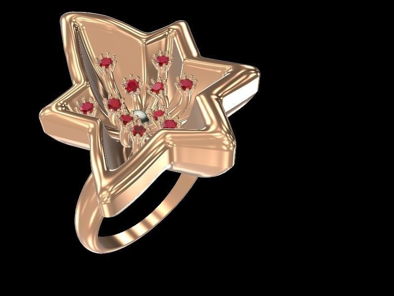 Contemporary Star Pearl ring stl verified  3D print model_2