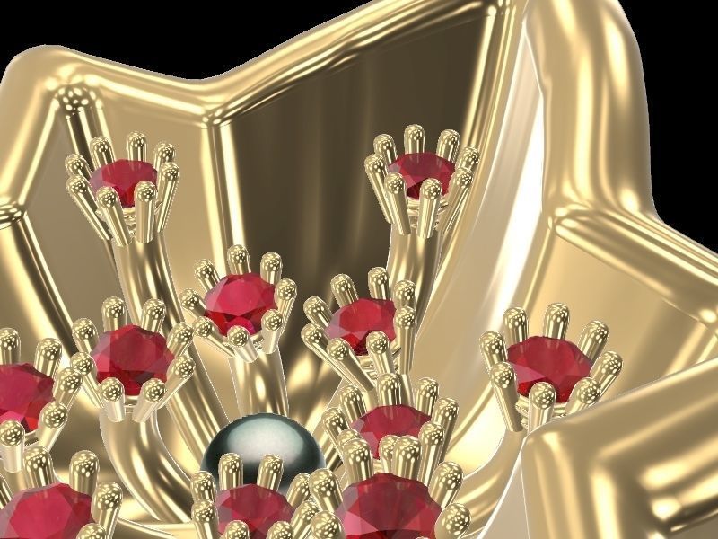 Contemporary Star Pearl ring stl verified  3D print model_11