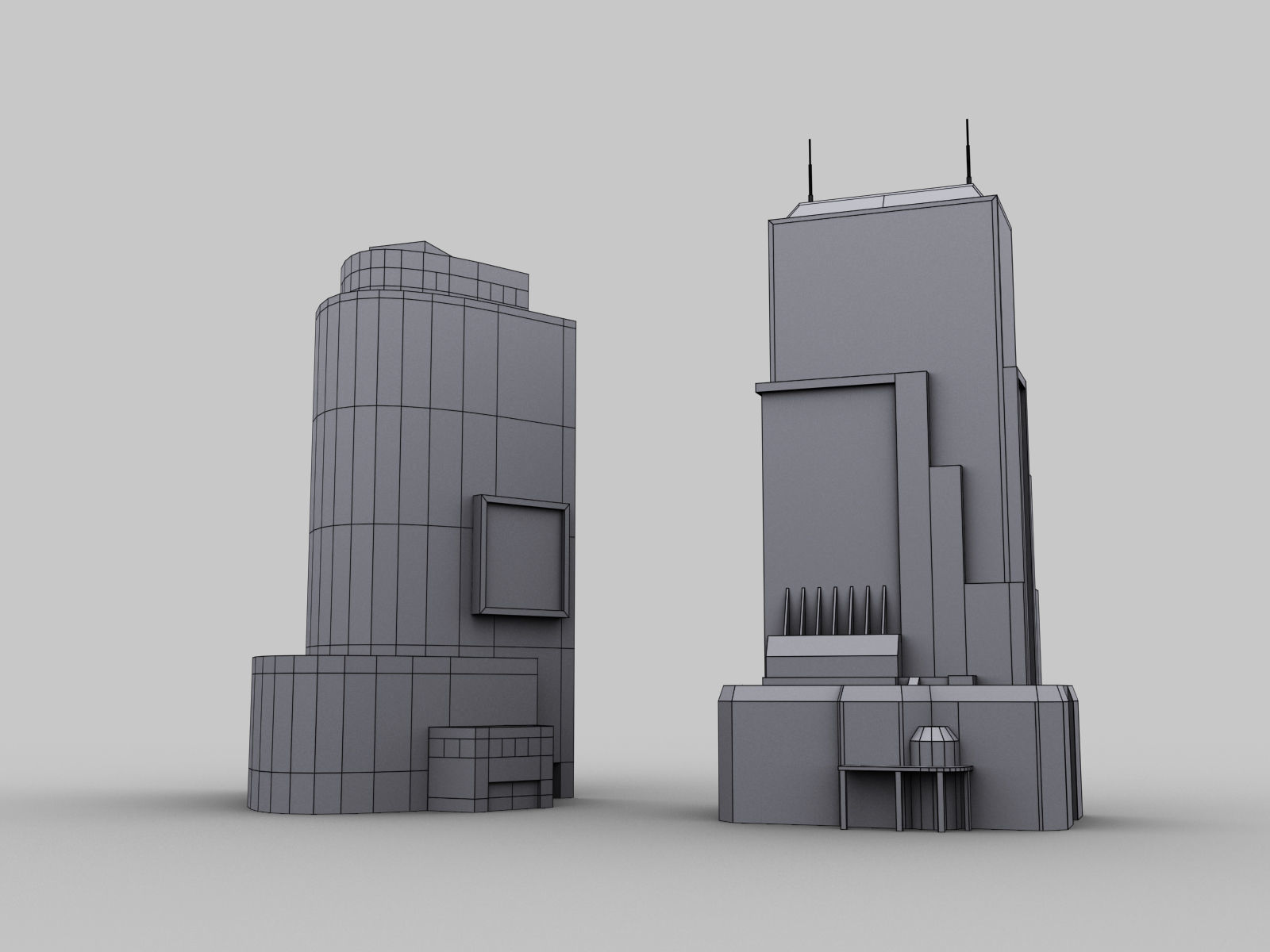 Modern Building pack2 Low-poly 3D model_3