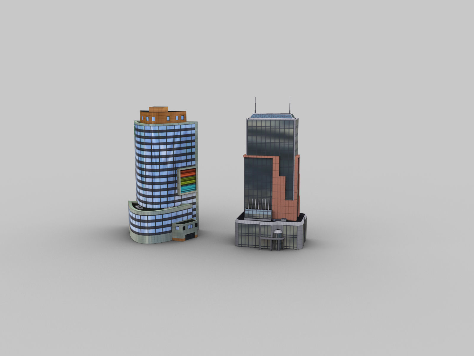 Modern Building pack2 Low-poly 3D model_2
