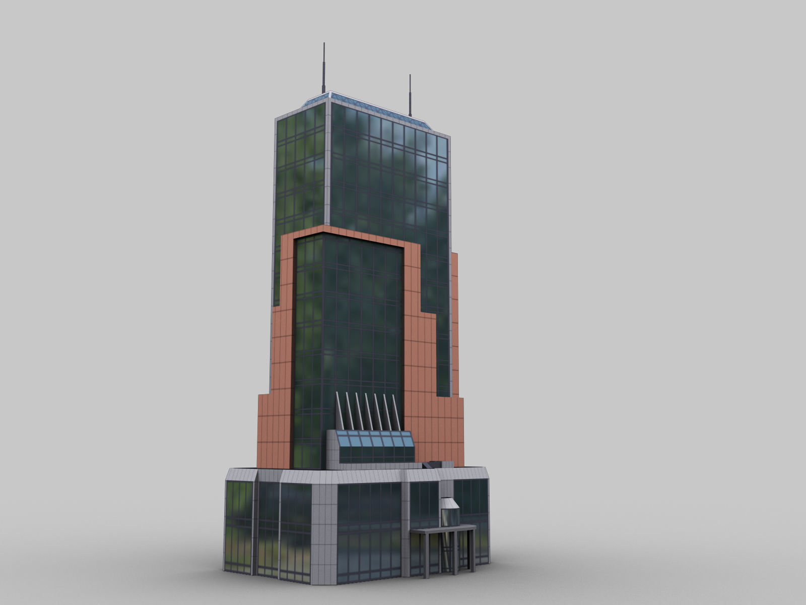 Modern Building pack2 Low-poly 3D model_1