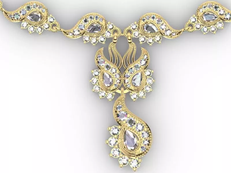 Diamond peacock necklace stl verified 3D print model_0