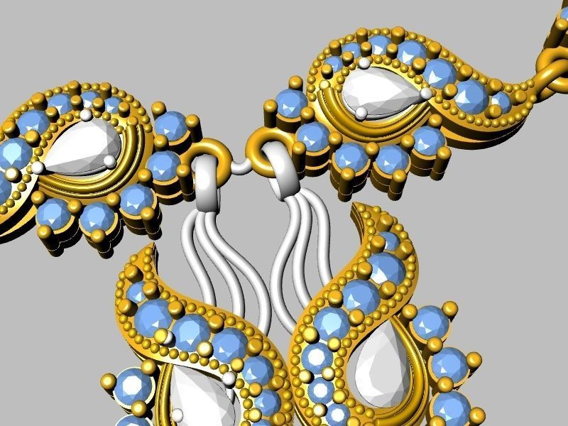 Diamond peacock necklace stl verified 3D print model_9
