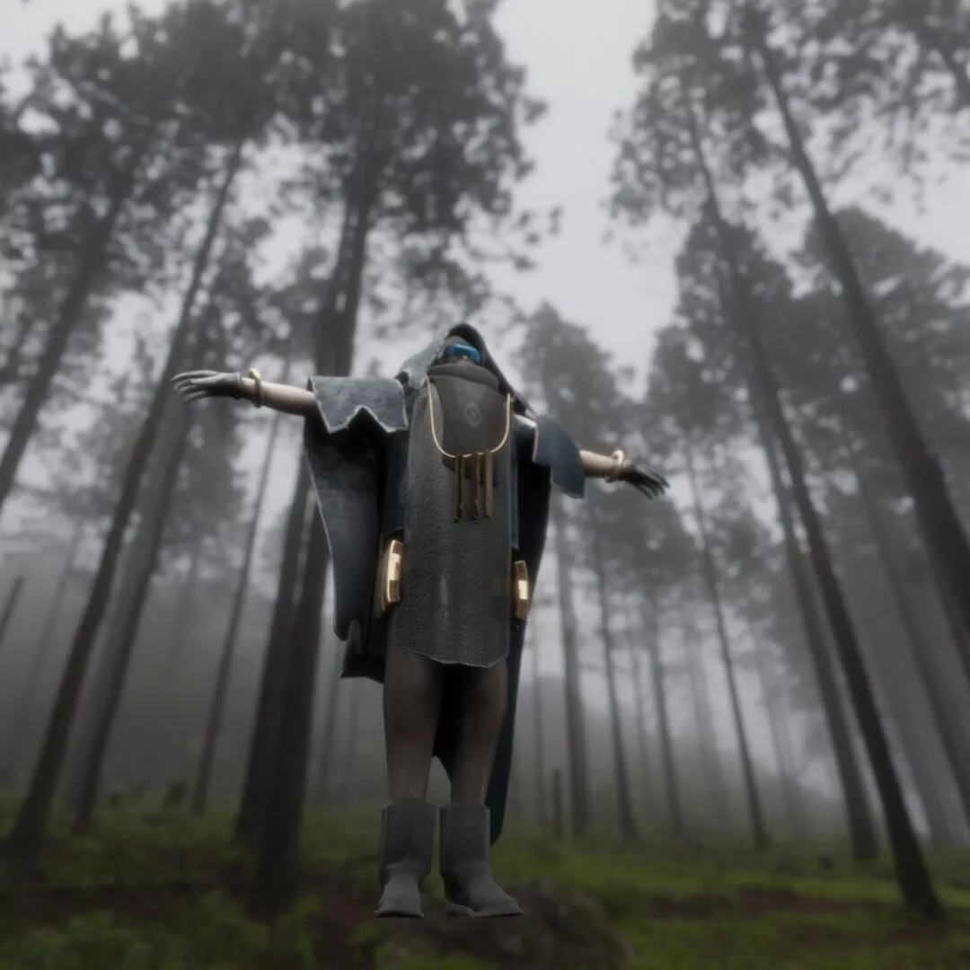 cyberpunk sci-fi man with cape Low-poly 3D model