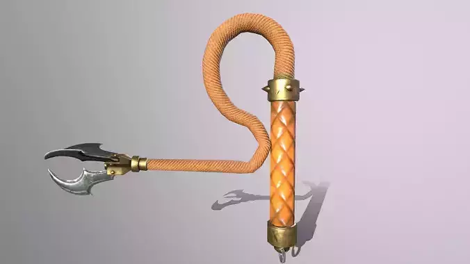 claw 1 wooden stick with metal handle Low-poly 3D model