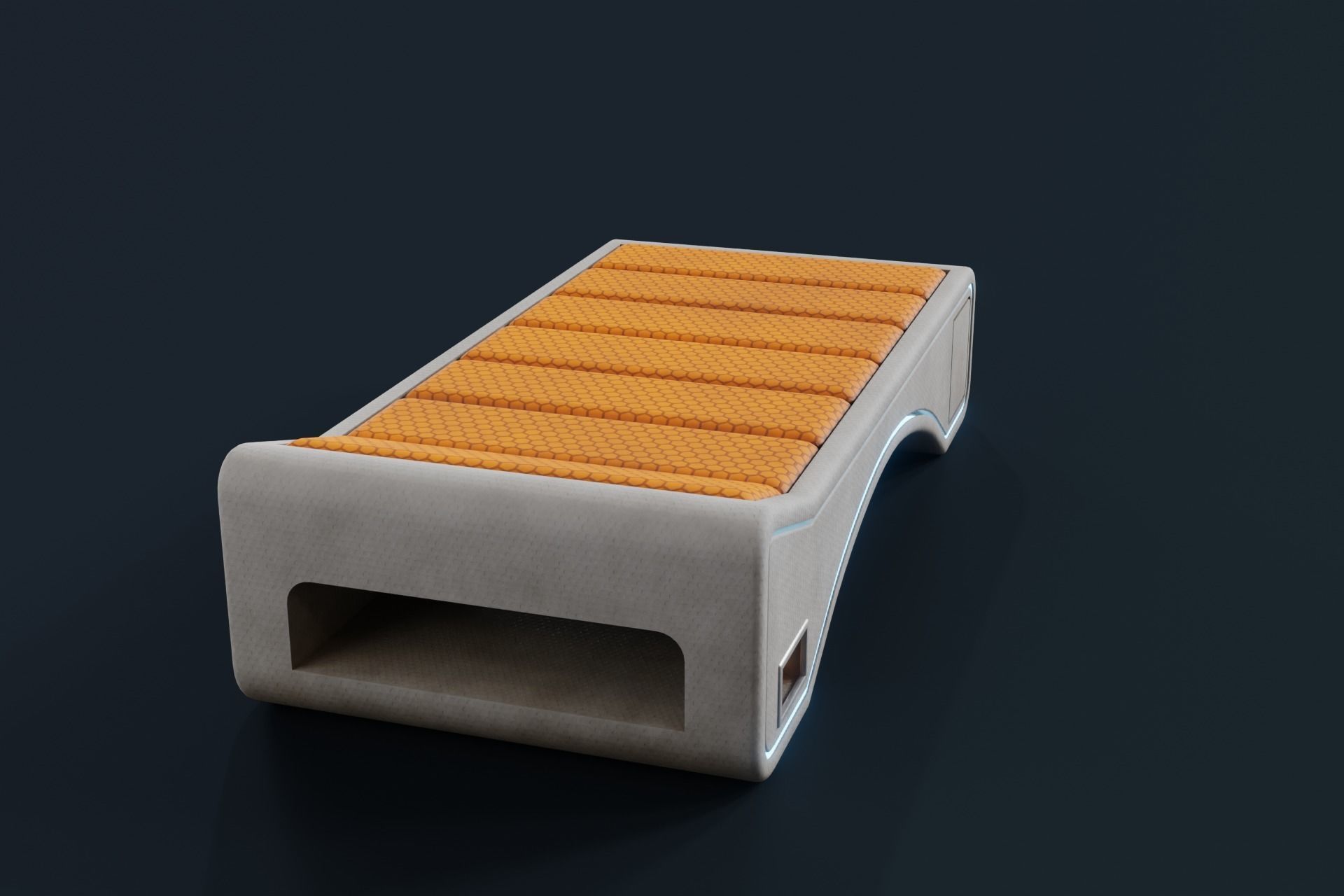 Sci Fi Bed Low-poly 3D model_3