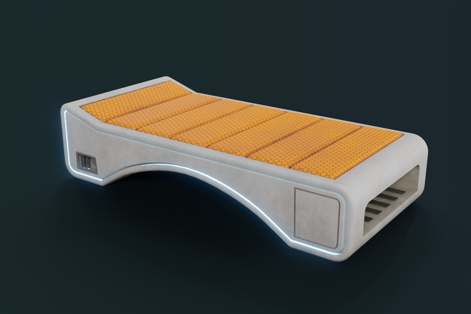 Sci Fi Bed Low-poly 3D model_1