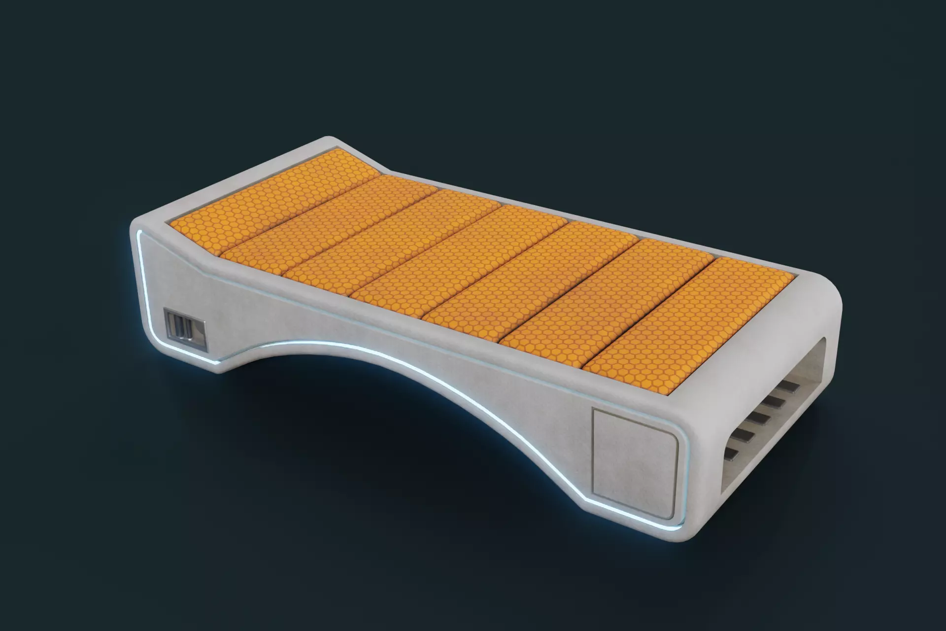 Sci Fi Bed Low-poly 3D model_0