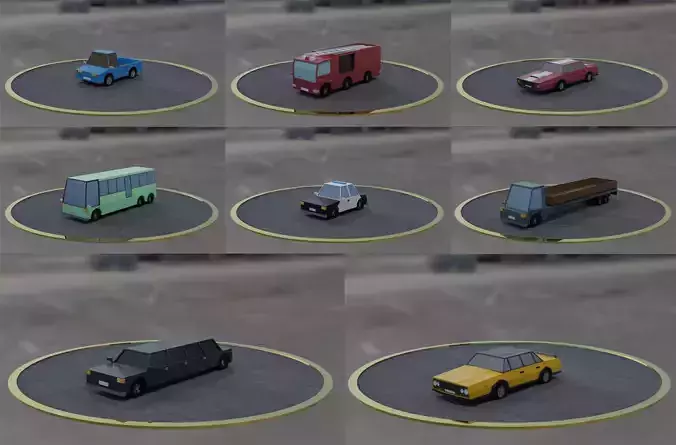 package low poly  20 cars for game