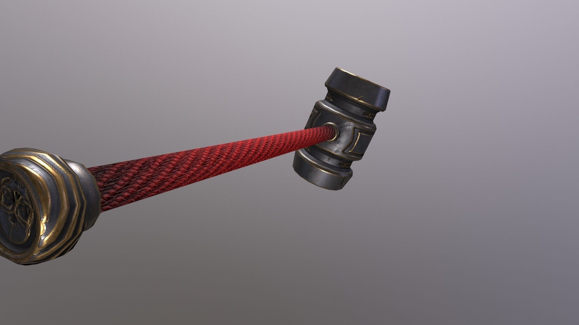 hammer 1 metal with cord Low-poly 3D model_4