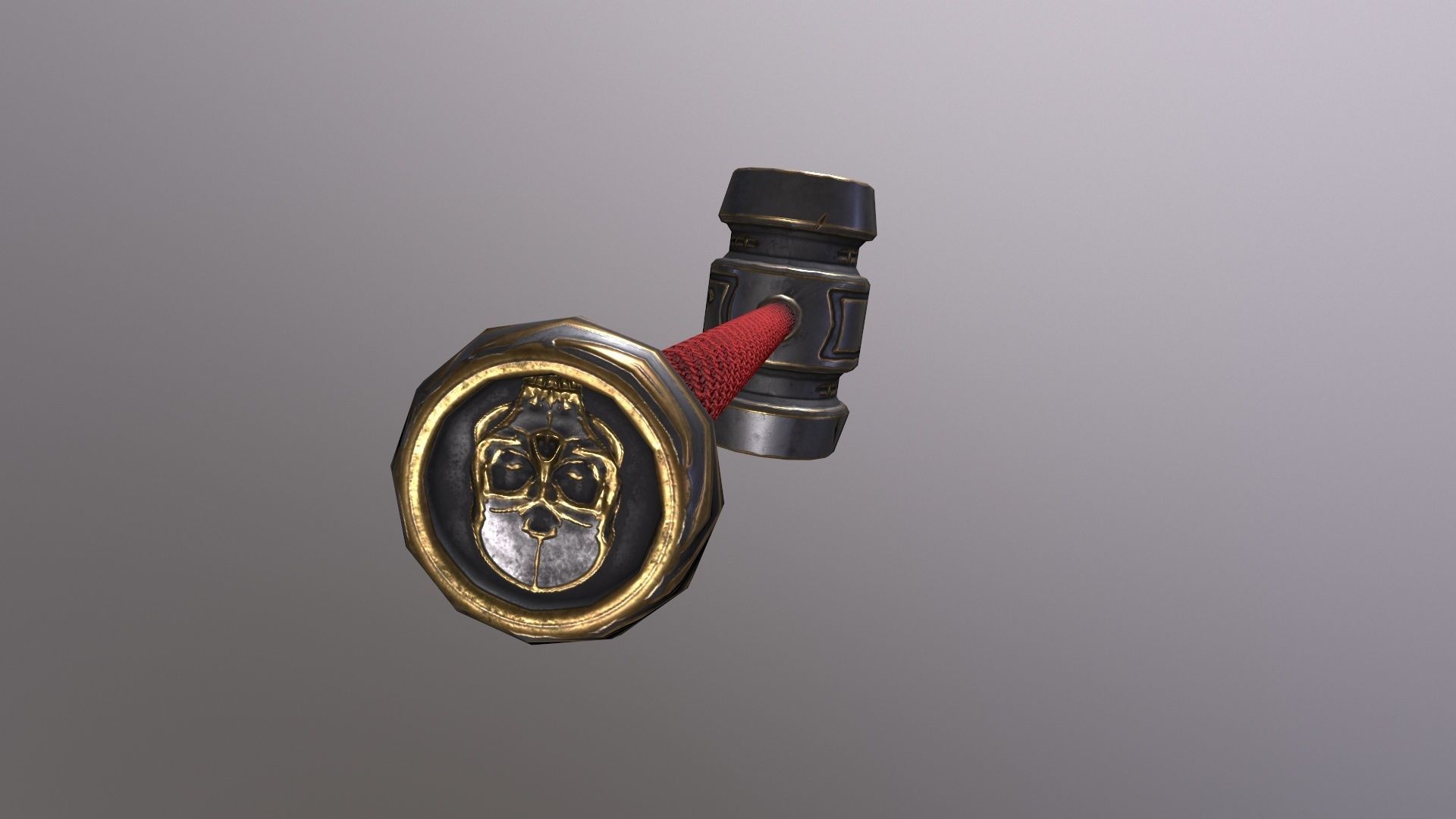 hammer 1 metal with cord Low-poly 3D model_5