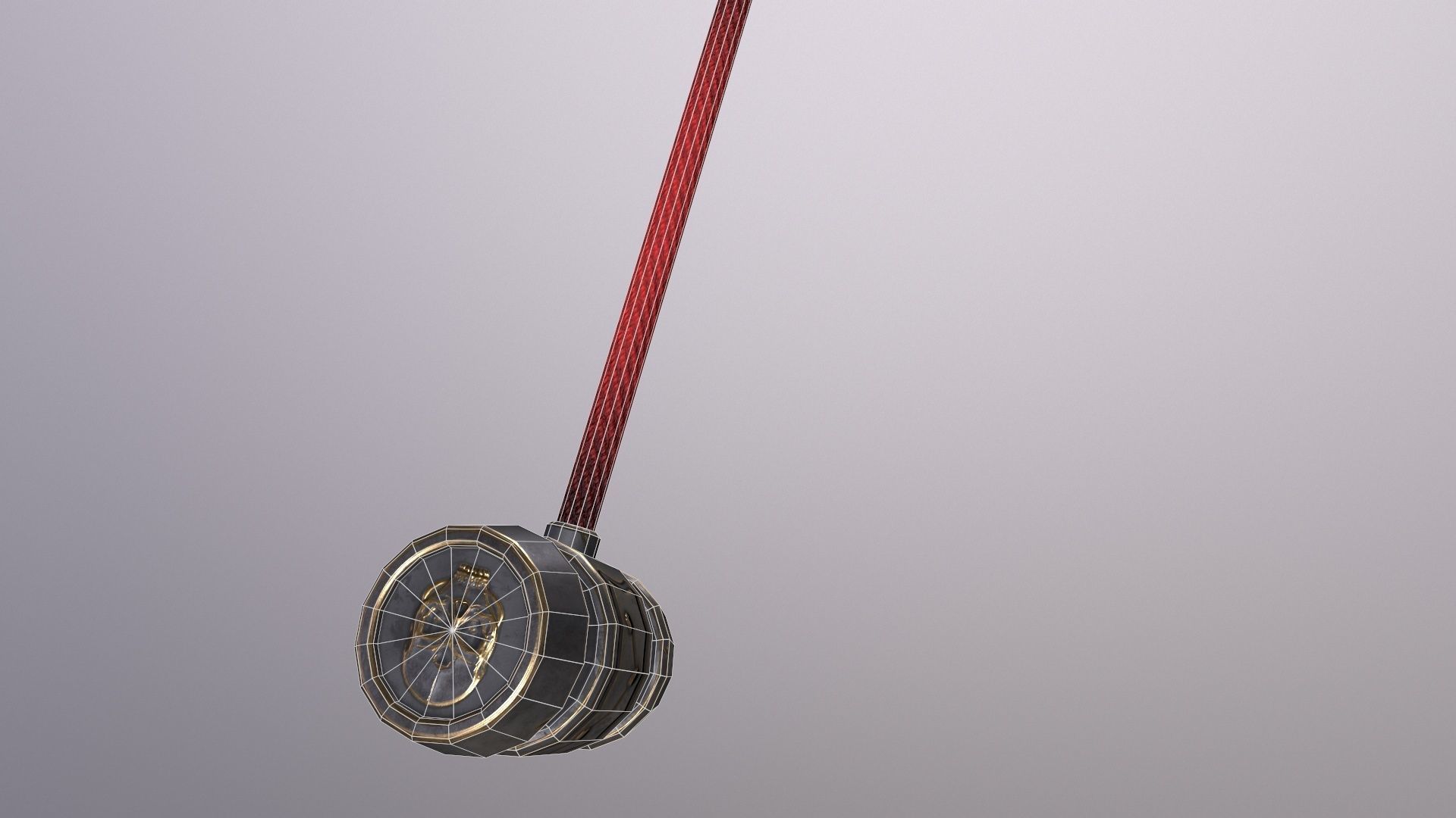 hammer 1 metal with cord Low-poly 3D model_7