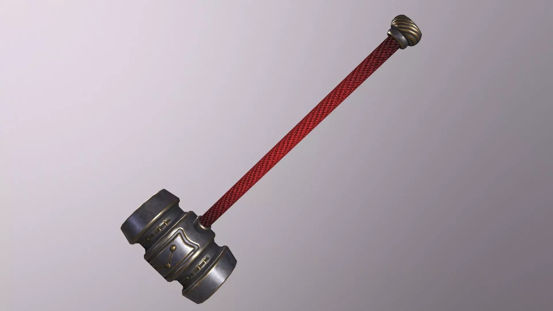 hammer 1 metal with cord Low-poly 3D model_0