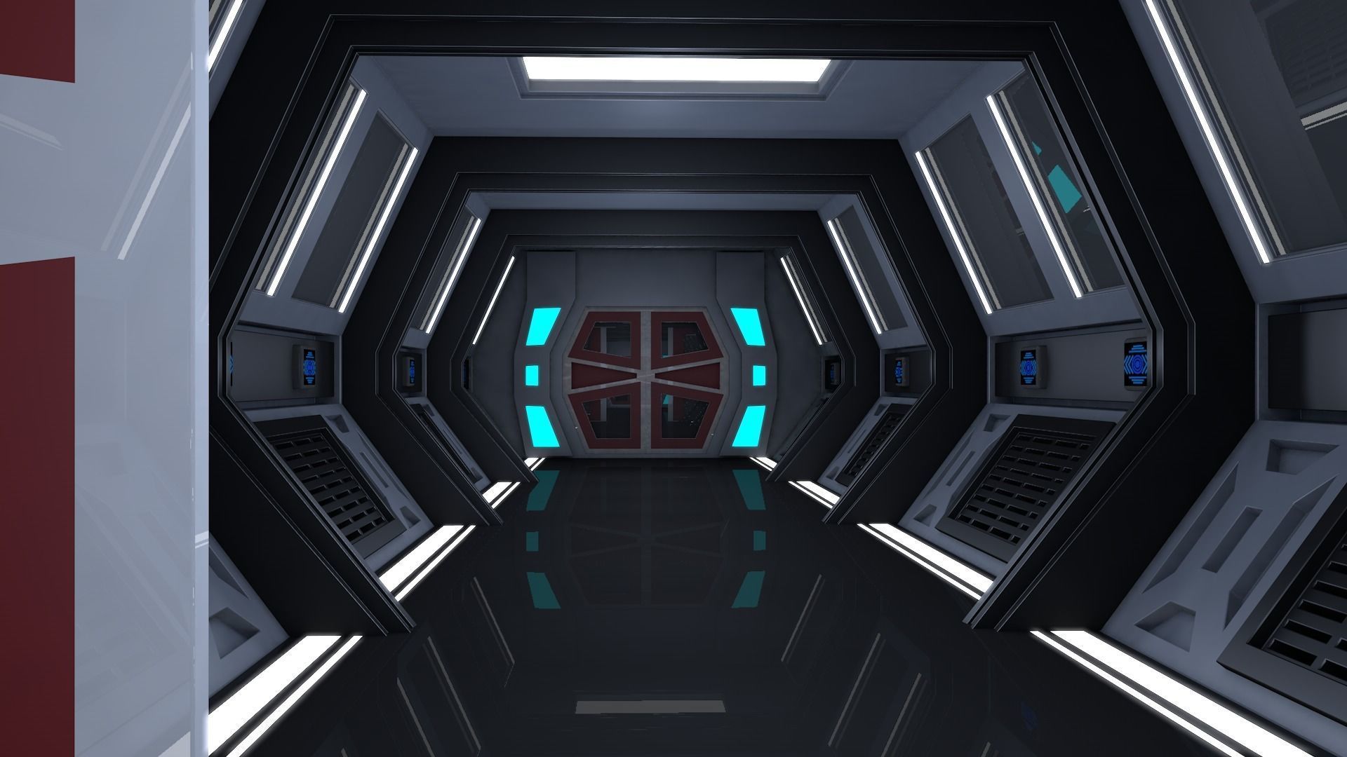 Sci Fi Corridor 3D model_1