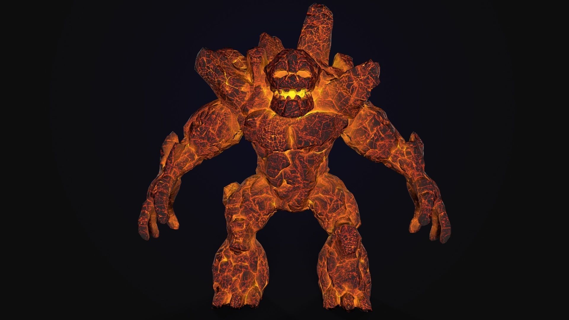 Stone Golem Lava Stone Ice Iron Low-poly 3D model_24
