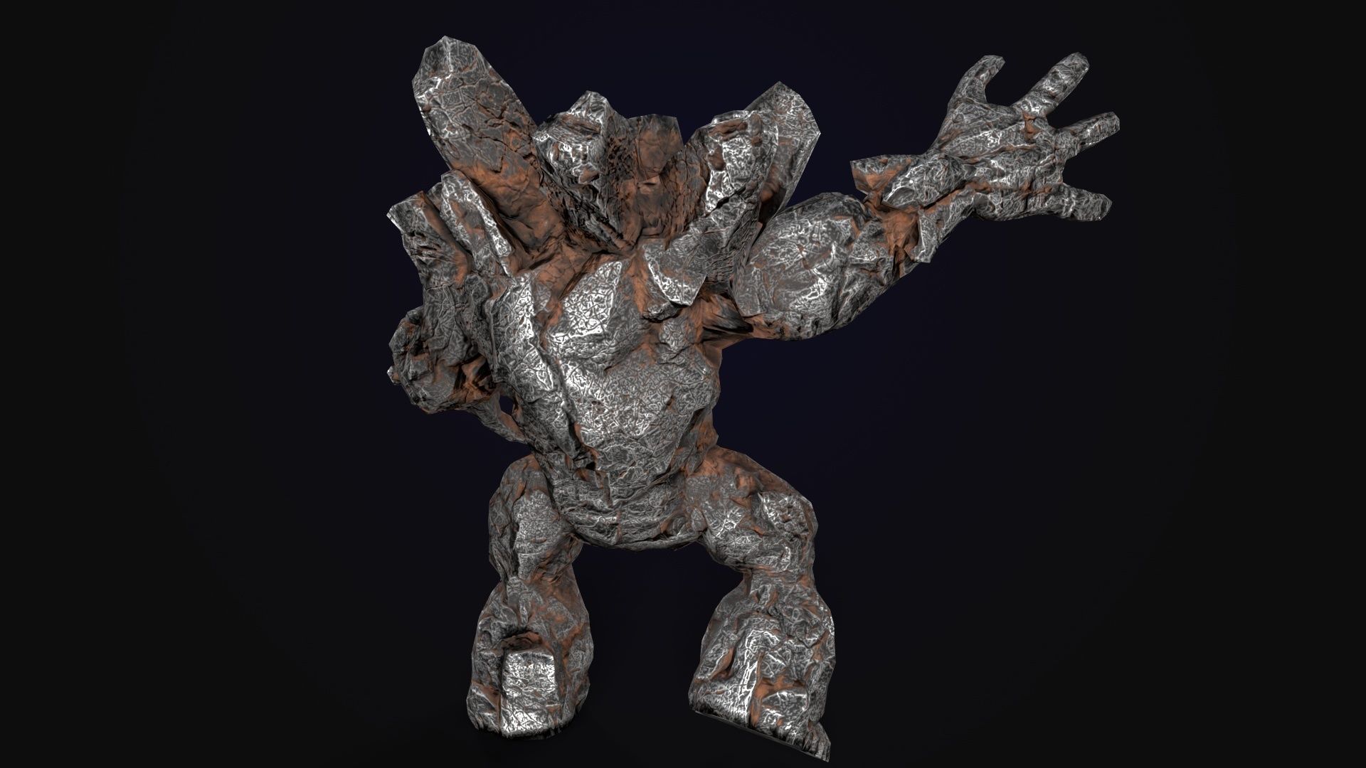 Stone Golem Lava Stone Ice Iron Low-poly 3D model_11