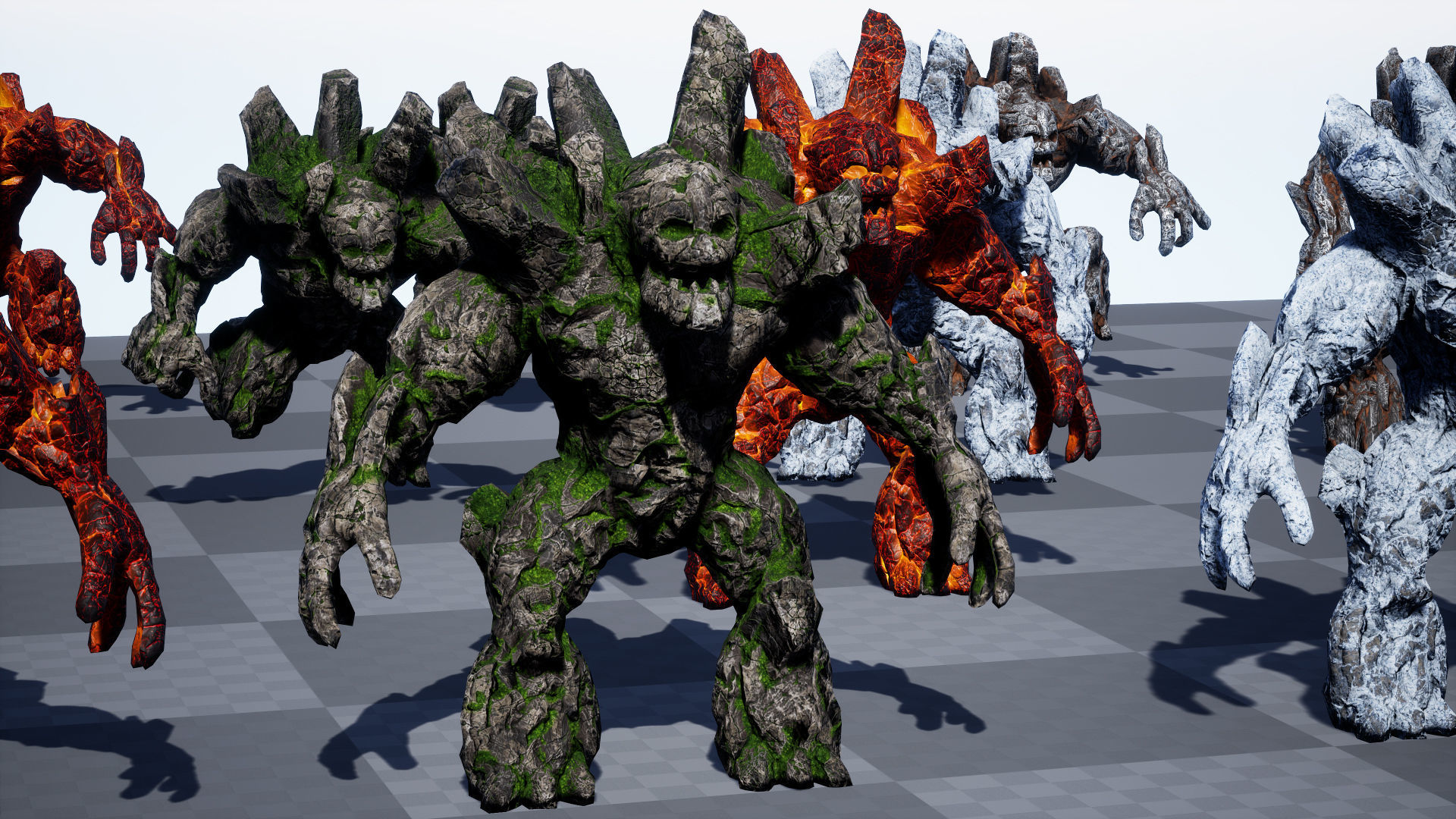 Stone Golem Lava Stone Ice Iron Low-poly 3D model_41