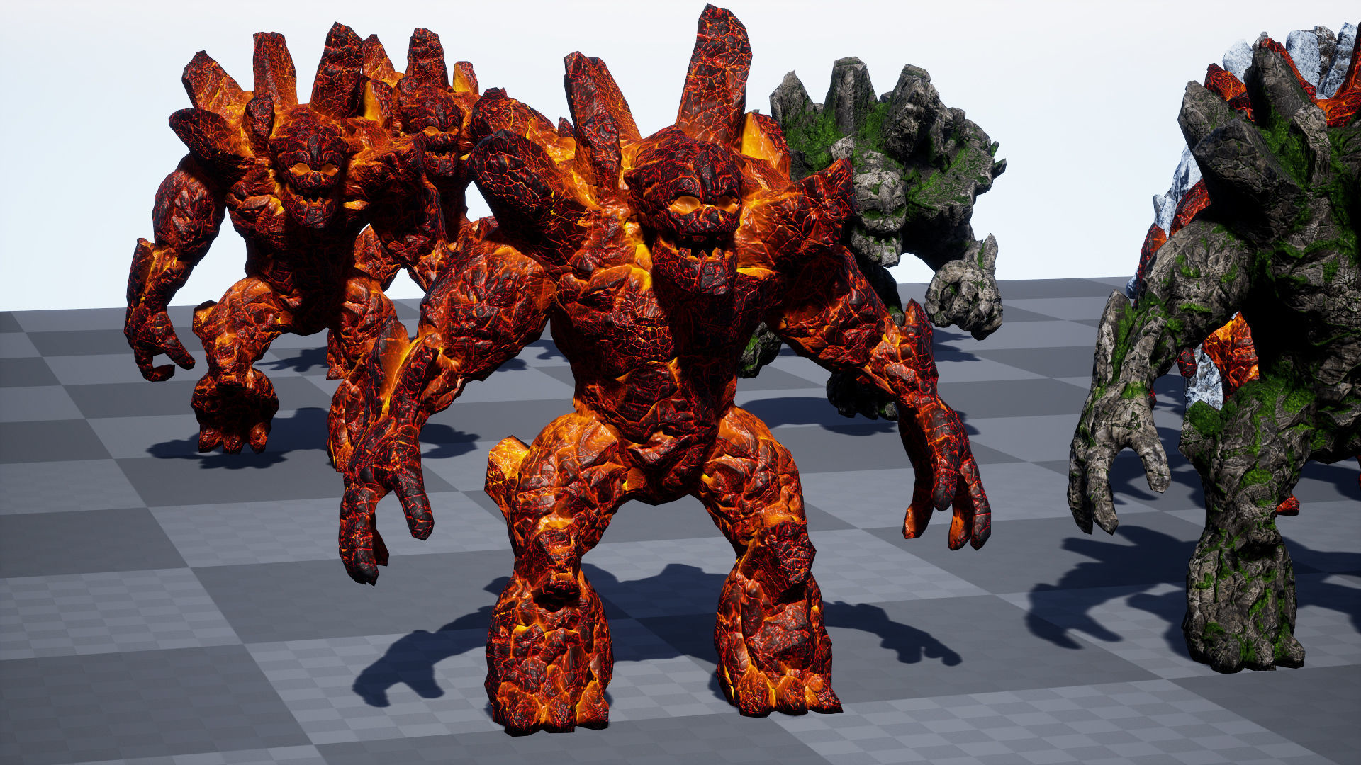 Stone Golem Lava Stone Ice Iron Low-poly 3D model_39