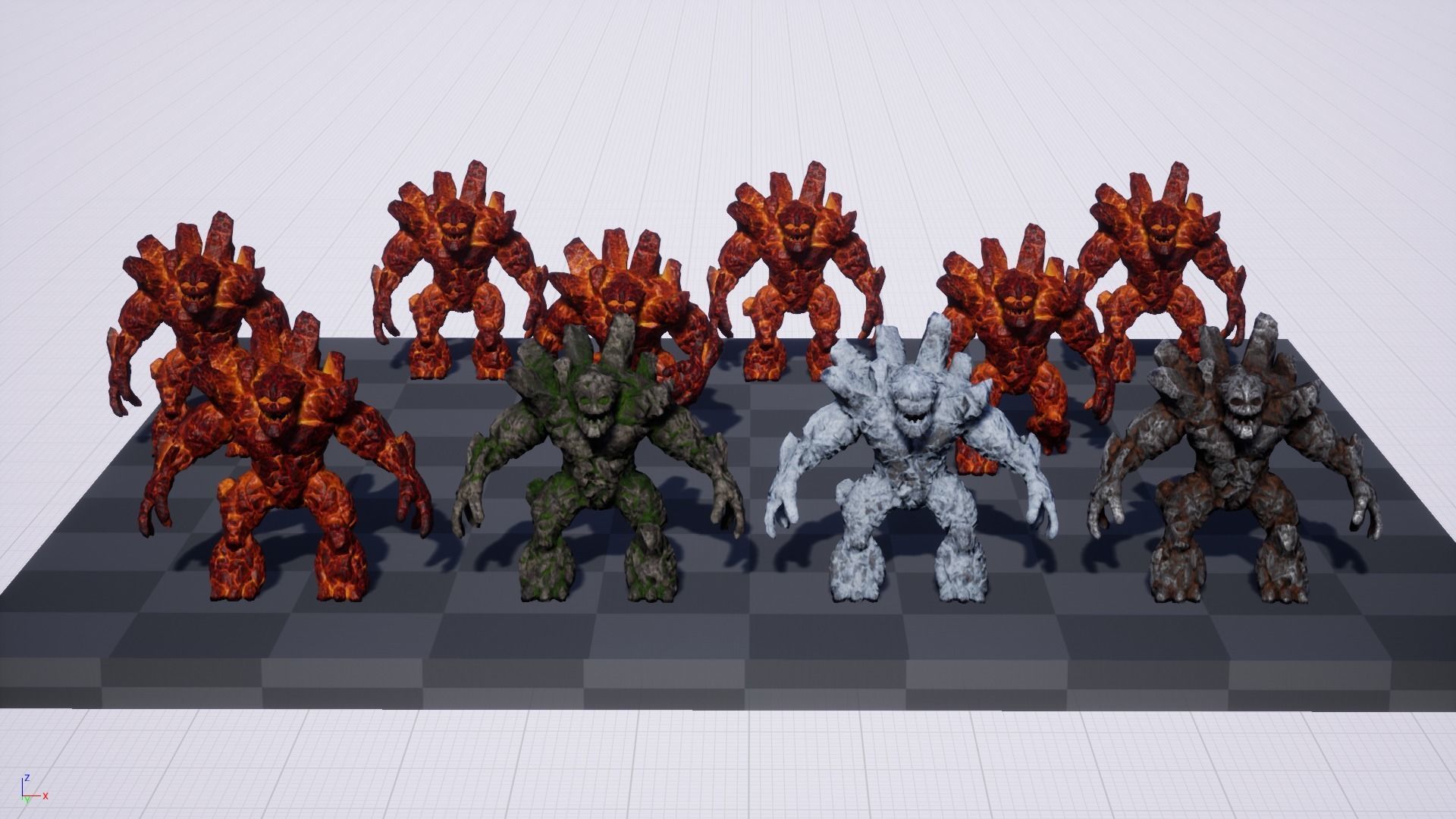 Stone Golem Lava Stone Ice Iron Low-poly 3D model_25