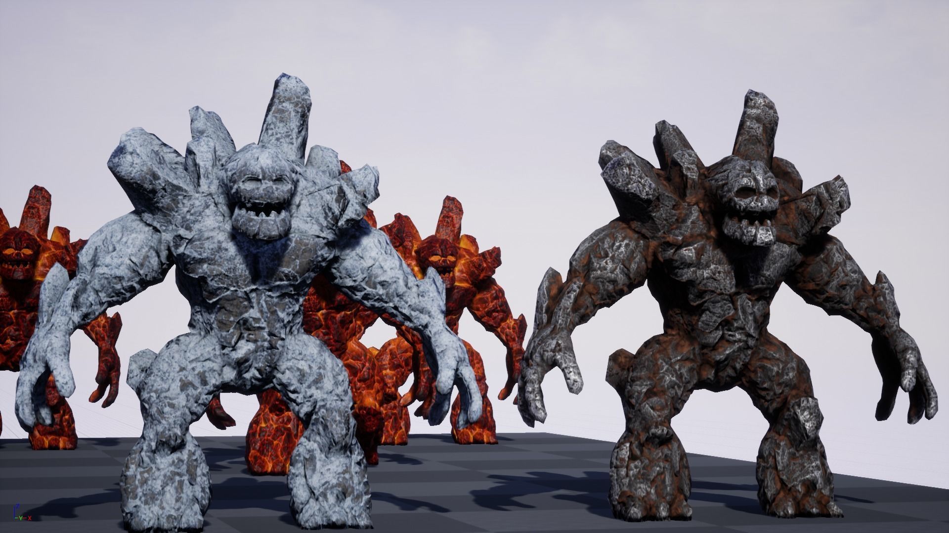 Stone Golem Lava Stone Ice Iron Low-poly 3D model_27