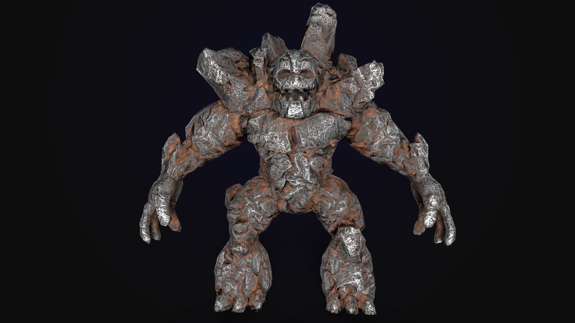 Stone Golem Lava Stone Ice Iron Low-poly 3D model_16