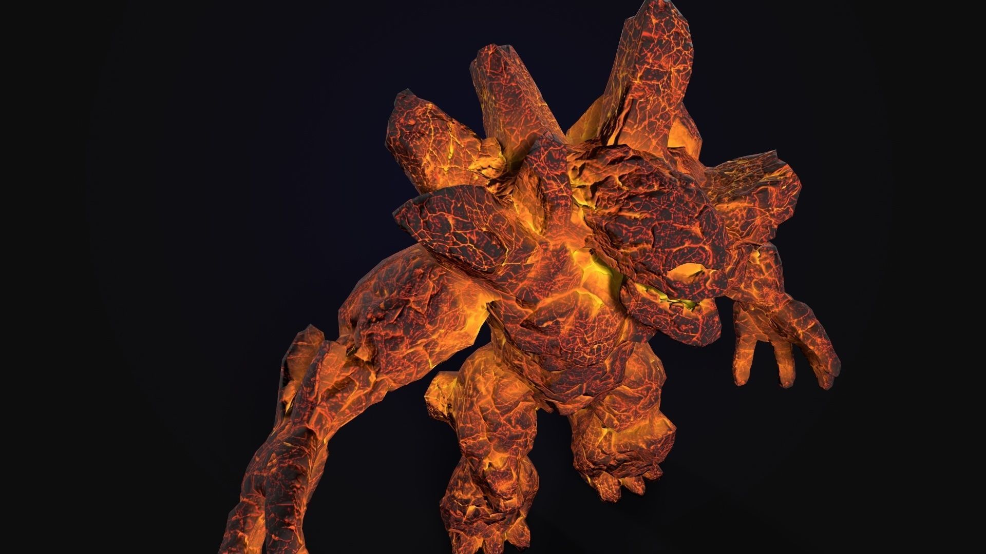 Stone Golem Lava Stone Ice Iron Low-poly 3D model_8